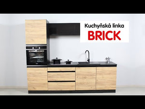 Rohová kuchyně Brick pravý roh 240x160 cm (černá/dub craft) - II. jakost