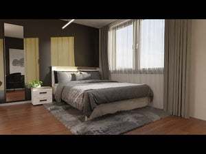 Dřevěná postel Minas 160x200, dub bílý, dub šedý