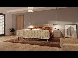 Čalouněná postel Aksel 180x200, béžová, bez matrace - II. jakost