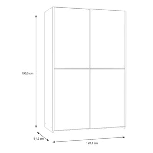 Šatní skříň Amy - 120,1x190,5x61,2 cm (bílá)