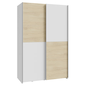 Šatní skříň Amy - 120,1x190,5x61,2 cm (bílá,dub)