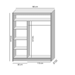 Šatní skříň Pop 2 - 180x215x60 cm (bílá/dub sonoma) II. jakost