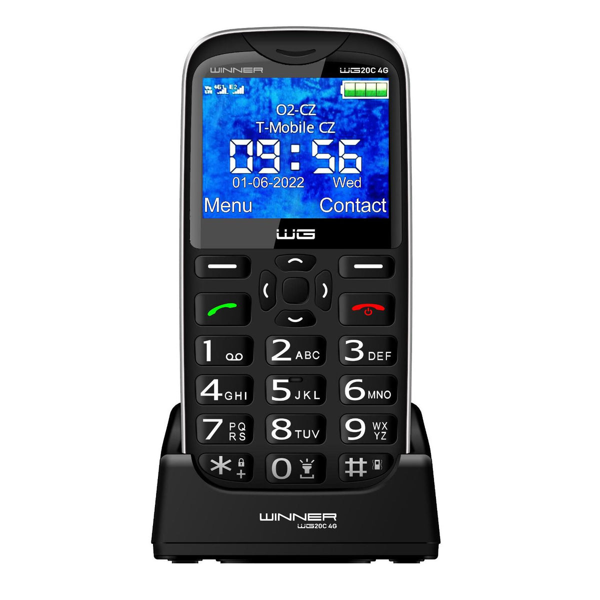 Tlačítkový telefon Winner WG20C, 128 MB, černý