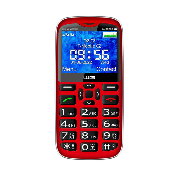 Levně Tlačítkový telefon Winner WG20C, 128 MB, červený