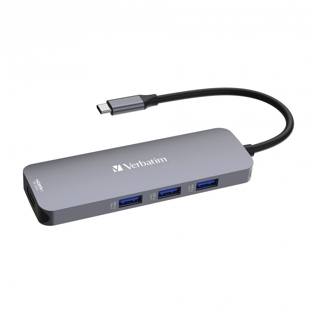 USB-C hub Verbatim 8,2xHDMI,3xUSB-A,SD,microSD,USB-C PD