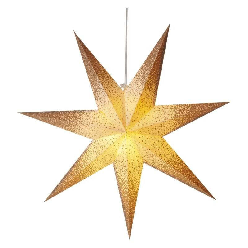 Vánoční hvězda Emos DCAZ07, papírová, zlatá, 60cm VYBALENO