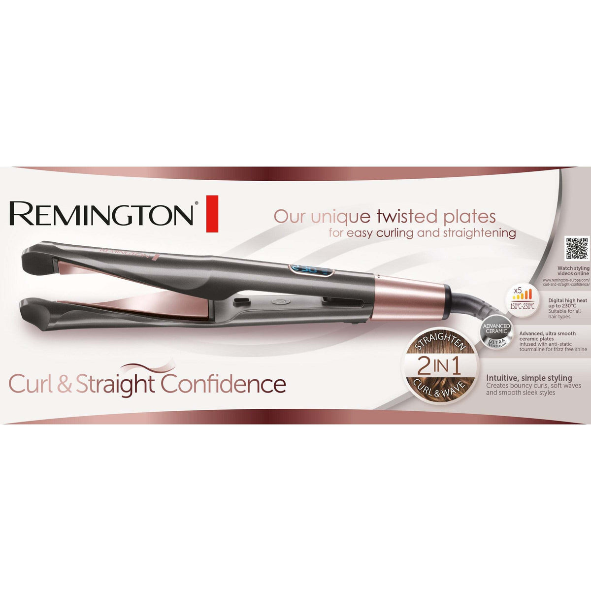 Žehlička na vlasy Remington Curl &amp; Straight Confidence S6606 POŠKOZENÝ OBAL