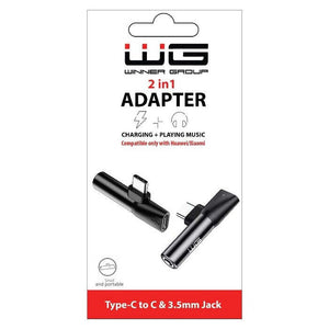 Adaptér USB Typ C na Typ C + 3,5mm Jack, černá OBAL POŠKOZEN