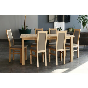 Agáta - Set 6x židle, 1x stůl + rozklad (sonoma/madryt 126)