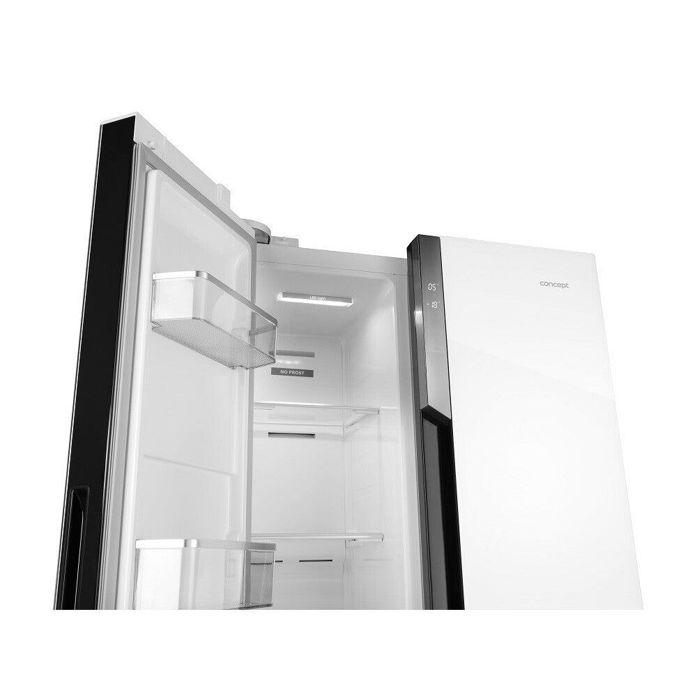 Americká chladnička Concept LA7383wh bílé sklo POUŽITÉ, NEOPOTŘEBENÉ ZBOŽÍ