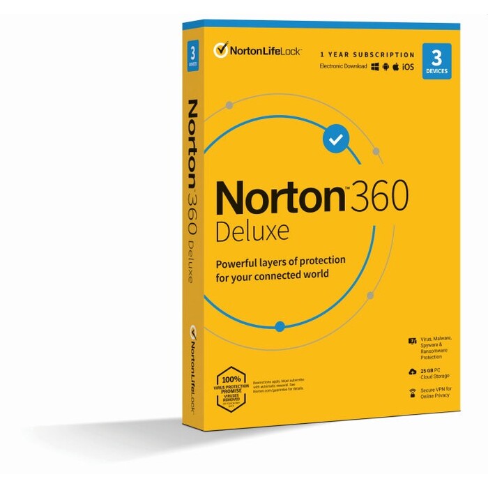 Norton 360 Deluxe 25GB, 1uživatel, 3 zařízení (21416704)
