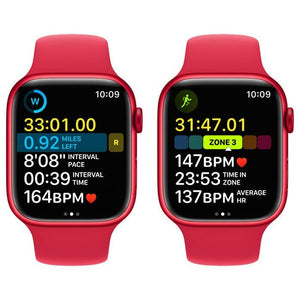 Apple Watch S8, 45mm, červená, sportovní řemínek, červená