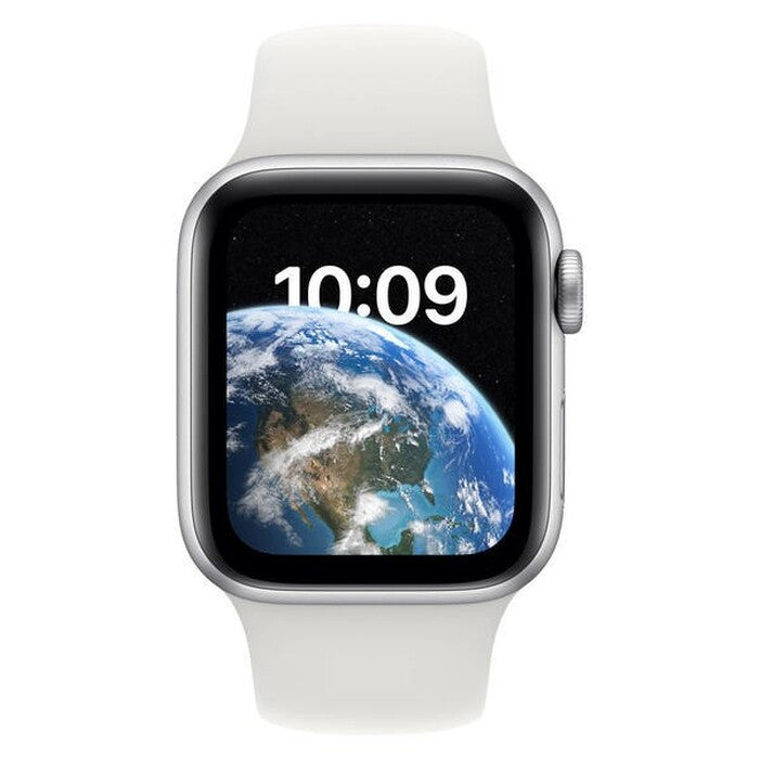 Apple Watch SE, 40mm, stříbrná, sportovní řemínek, bílá POUŽITÉ,
