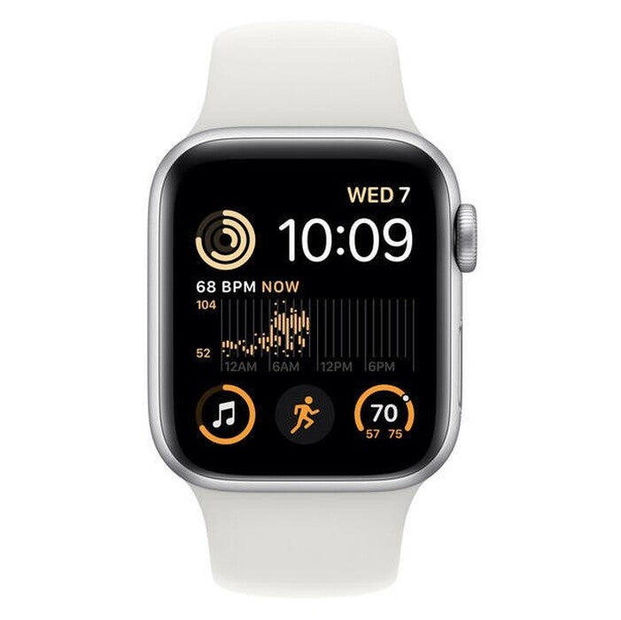 Apple Watch SE, 40mm, stříbrná, sportovní řemínek, bílá POUŽITÉ,