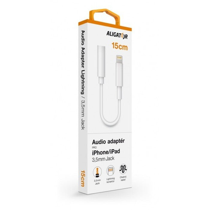 Audio adaptér Aligator Lightning na 3,5mm Jack, bílá
