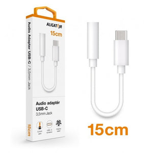 Audio adaptér Aligator USB-C na 3,5mm Jack, bílá