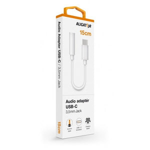 Audio adaptér Aligator USB-C na 3,5mm Jack, bílá