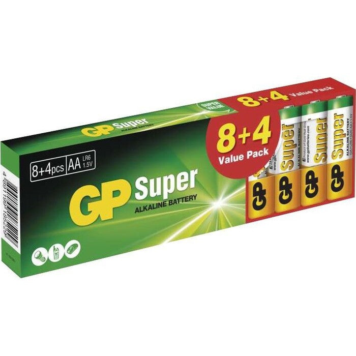 Baterie Alkaline GP Super B1320T, AA, 8+4ks