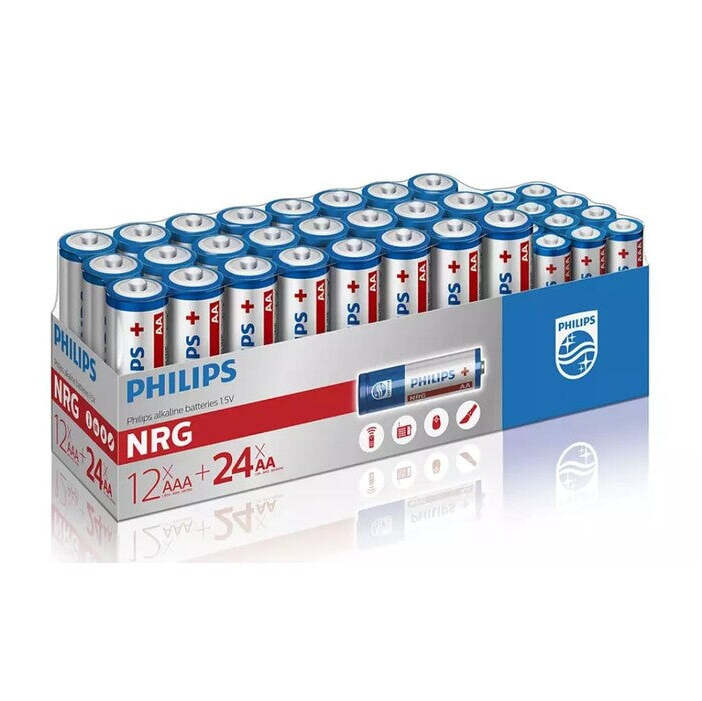 Baterie Philips NRG Alkaline, 24ks AA + 12ks AAA