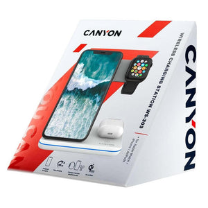 Bezdrátová nabíječka CANYON 3v1 pro apple zařízení, bílá
