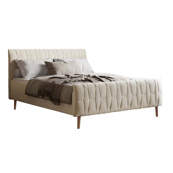 Levně Čalouněná postel Aksel 160x200, béžová, bez matrace