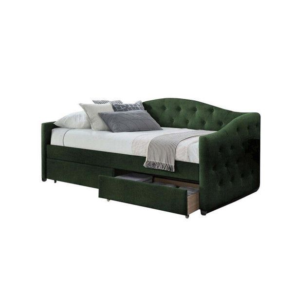 Levně Čalouněná postel Belle 90x200, zelená, bez matrace