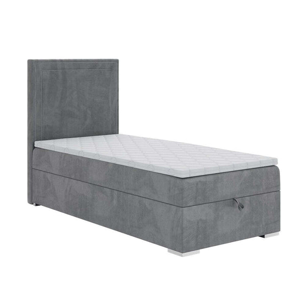 Levně Čalouněná postel Briony 90x200, stříbrná, vč. matrace a topperu