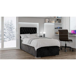 Čalouněná postel Celine 90x200, šedá, vč. matrace a topperu