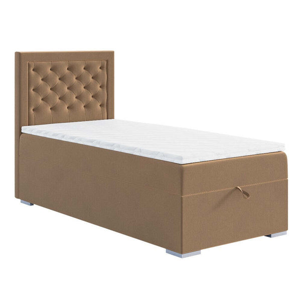 Levně Čalouněná postel Chloe 90x200, béžová, vč. matrace a topperu