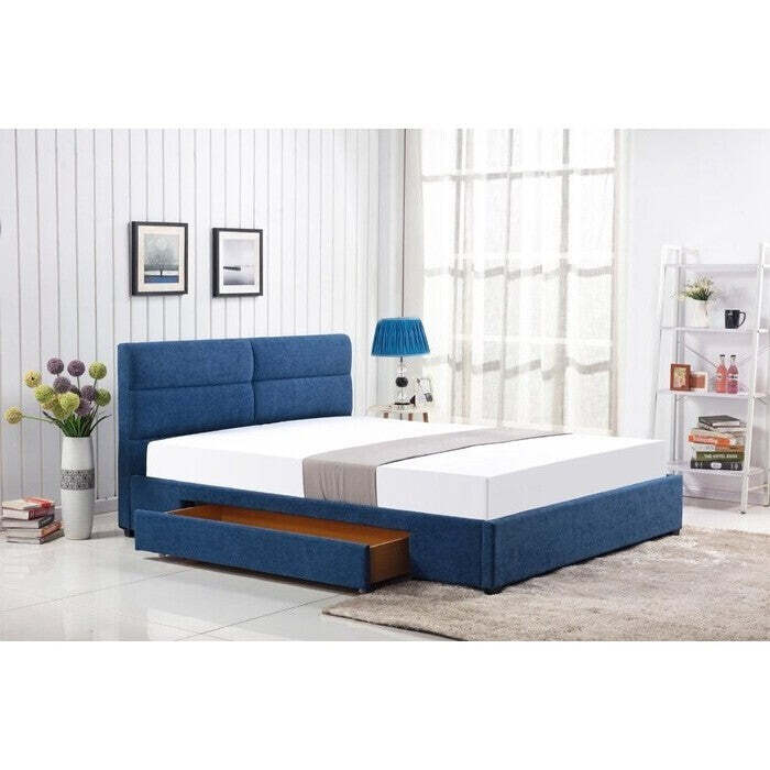 Čalouněná postel Hudson 160x200, modrá, bez matrace