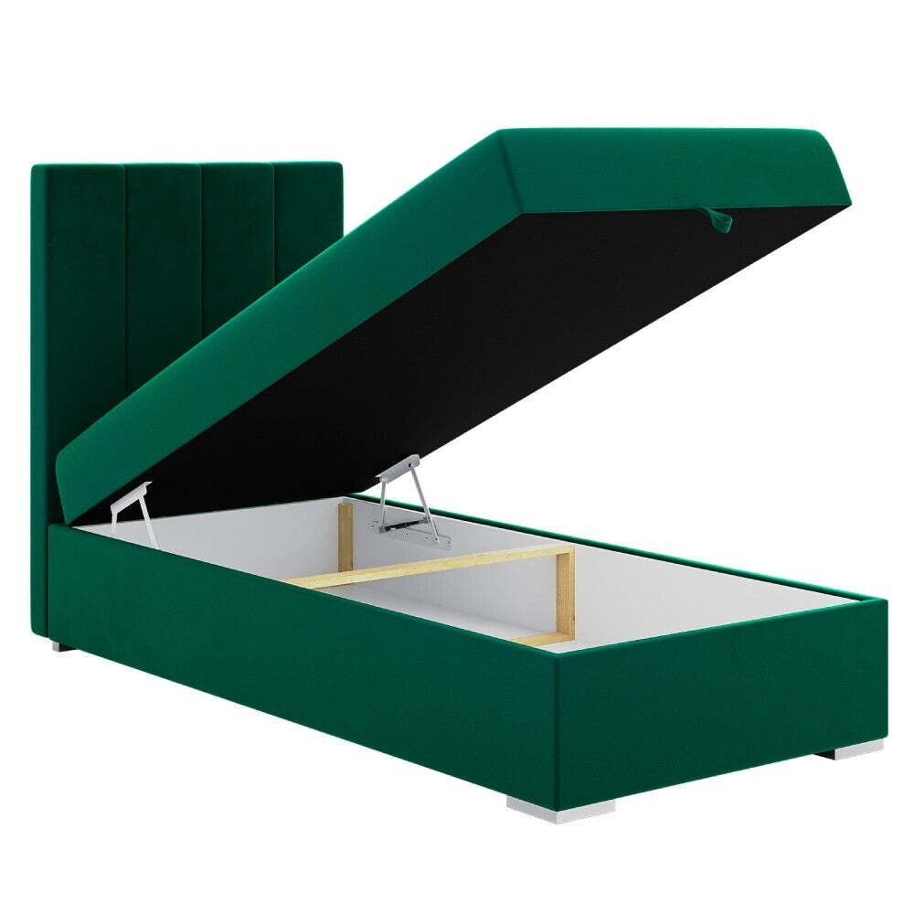 Čalouněná postel Lara 90x200, zelená, vč. matrace a topperu