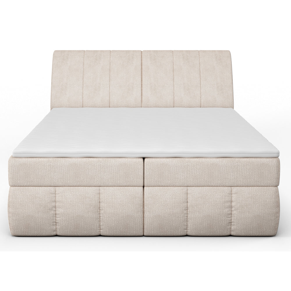 Čalouněná postel Lorel 160x200, béžová, vč. matrace a topperu