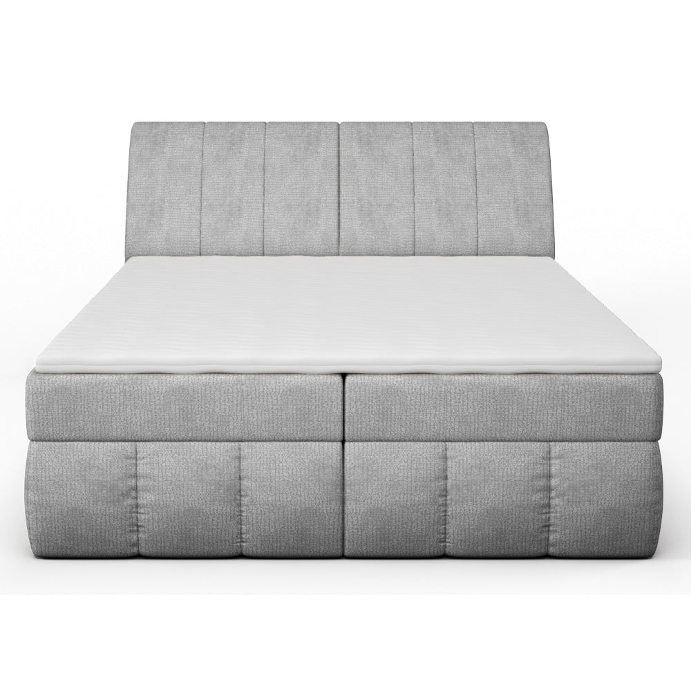 Čalouněná postel Lorel 180x200, šedá, vč. matrace a topperu