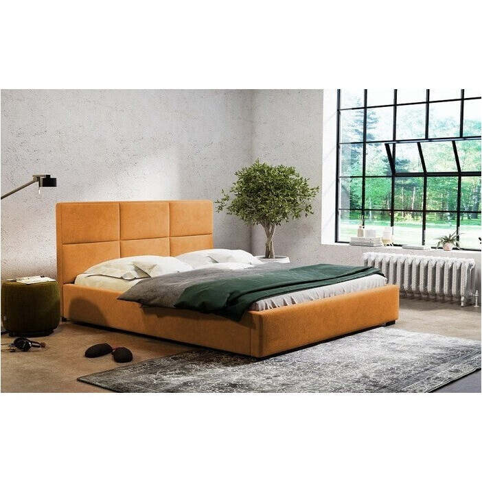 Čalouněná postel Lourdes 180x200, oranžová, bez matrace