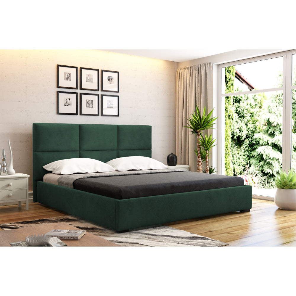 Čalouněná postel Lourdes 180x200, zelená, včetně matrace a roštu