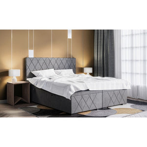 Čalouněná postel Madelyn 140x200, stříbrná,vč.matrace,topperu,ÚP