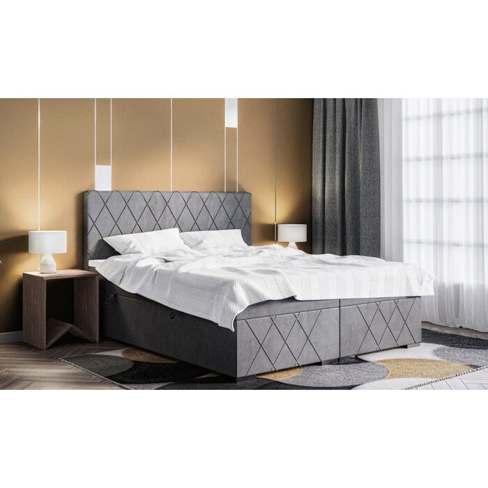 Čalouněná postel Madelyn 180x200, stříbrná,vč.matrace,topperu,ÚP