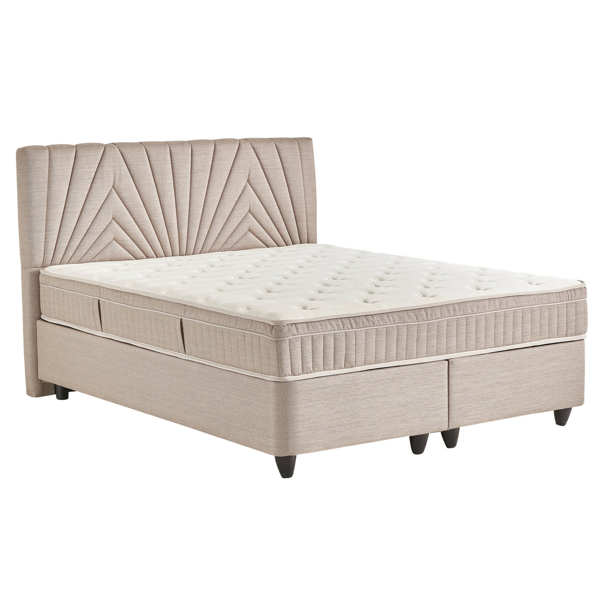 Čalouněná postel s matrací Selin 160x200, béžová, vč. topperu