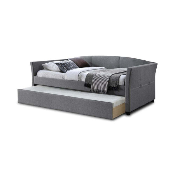 Levně Čalouněná postel Sebastian 90x200, šedá,s přistýlkou,bez matrace