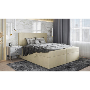 Čalouněná postel Sharon 120x200, béžová, vč. matrace, topperu,ÚP