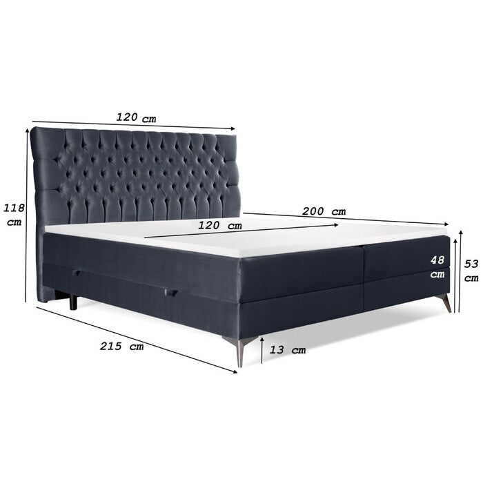 Čalouněná postel Tegan 120x200, šedá, vč. matrace, topperu a ÚP
