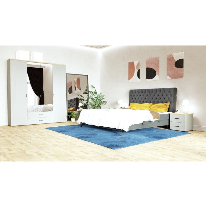 Čalouněná postel Tegan 120x200, šedá, vč. matrace, topperu a ÚP