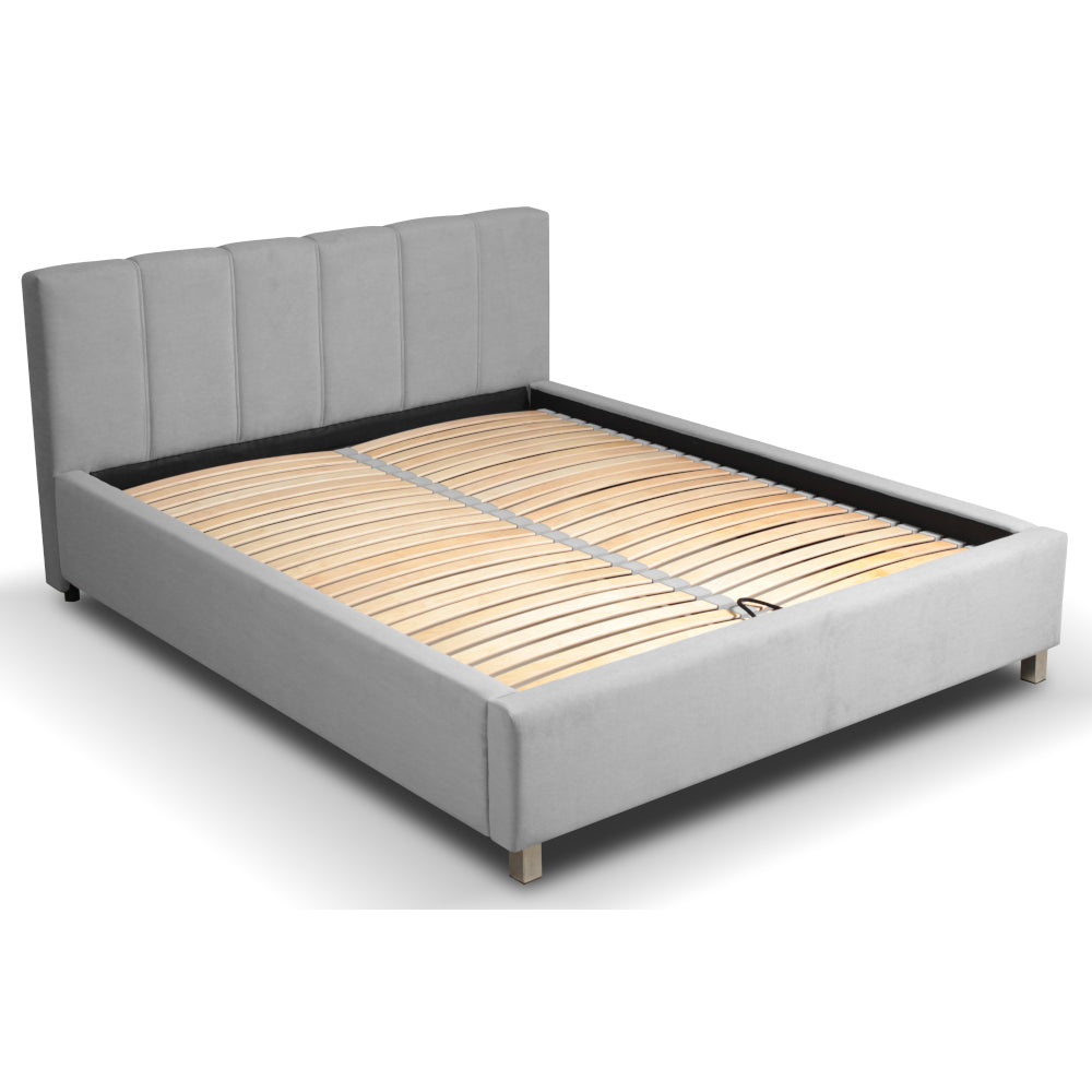 Čalouněná postel Valentina 160x200, šedá, včetně matrace a roštu
