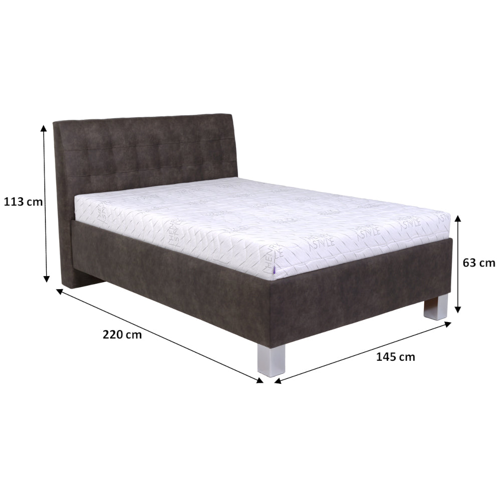 Čalouněná postel Victoria 140x200, šedá, včetně matrace