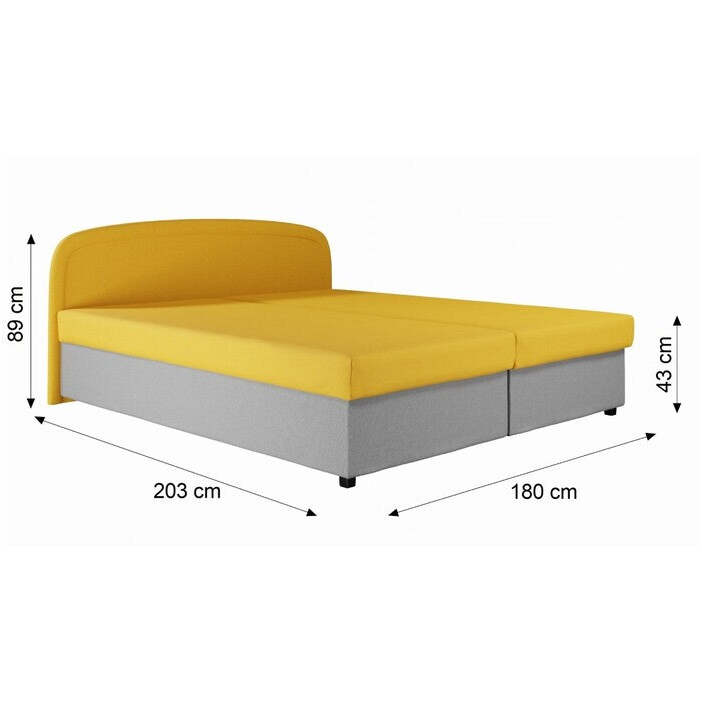 Čalouněná postel Zofie 180x200, žlutá, včetně matrace