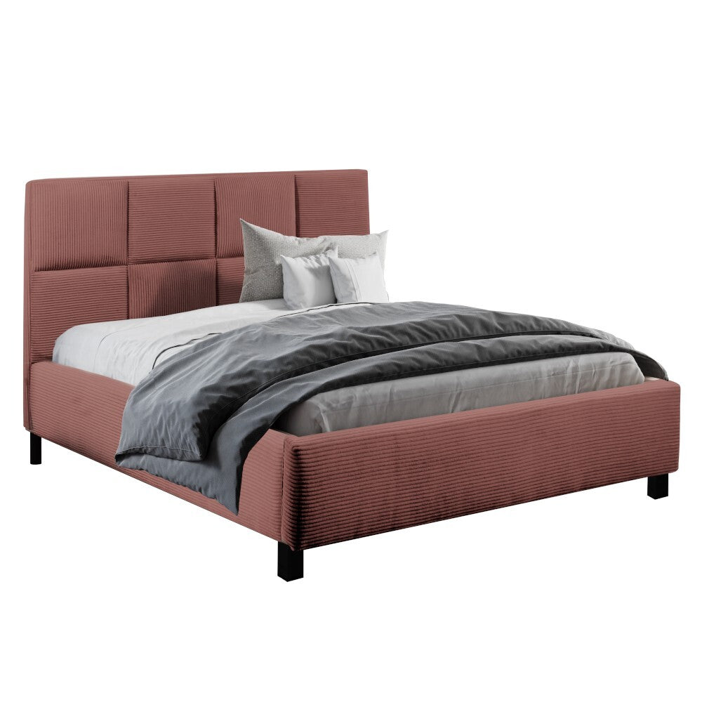 Čalouněná postel Andrea 180x200, růžová, vč. matrace a roštu