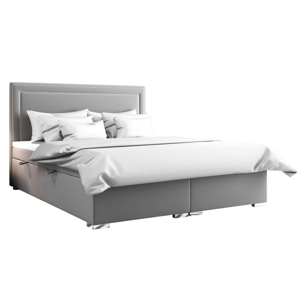 Levně Čalouněná postel Briony 140x200, stříbrná, vč. matrace a topperu