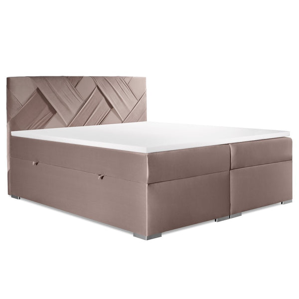 Čalouněná postel Fatima 180x200, šedá, vč. matrace a topperu
