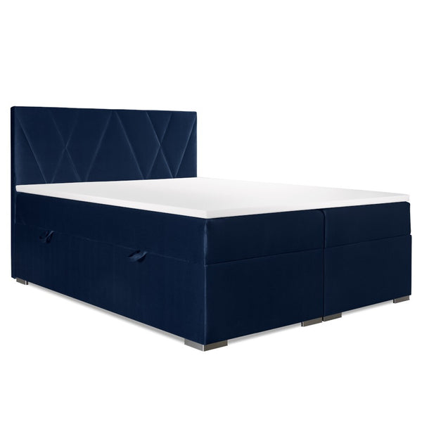 Levně Čalouněná postel Kaya 120x200, modrá, vč. matrace a topperu