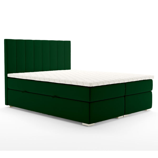 Levně Čalouněná postel Lara 140x200, zelená, vč. matrace a topperu
